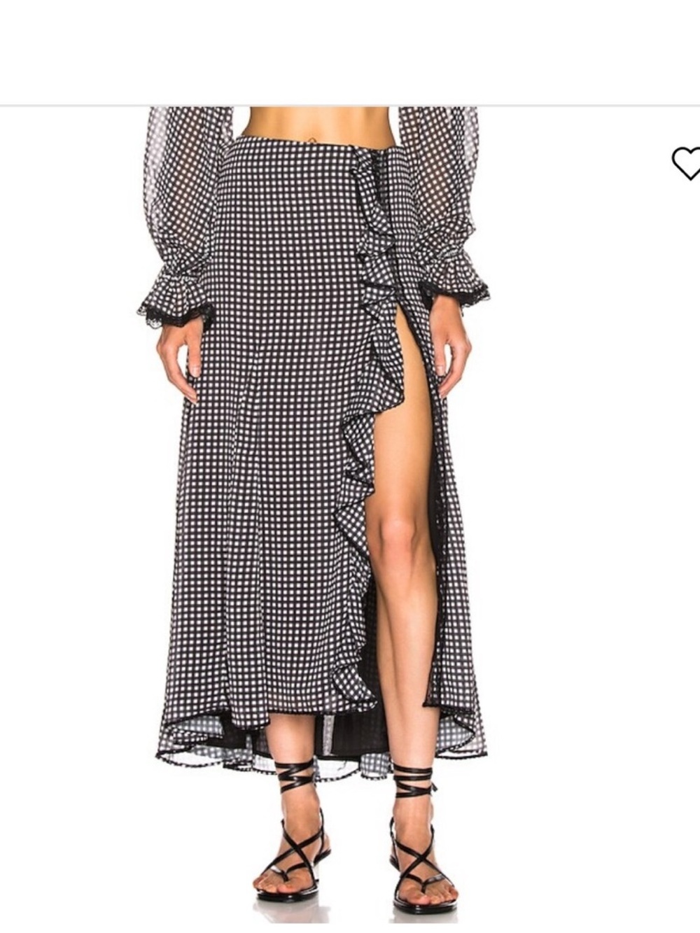 Johnathon Simkhai gingham ruffle slit maxi skirt size medium - Picture 8 of 8